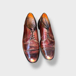 Allen Edmonds Mens MERLOT  Leather Cap-Toe Oxford Dress Shoes W/ Shoe Bag Size 1